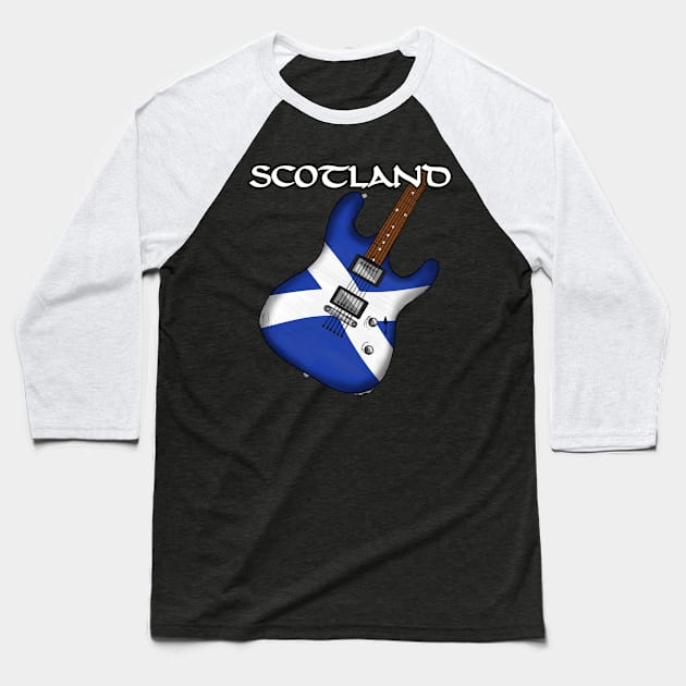 Scottish Flag Guitar Scotland Electric Guitarist Baseball T-Shirt by doodlerob